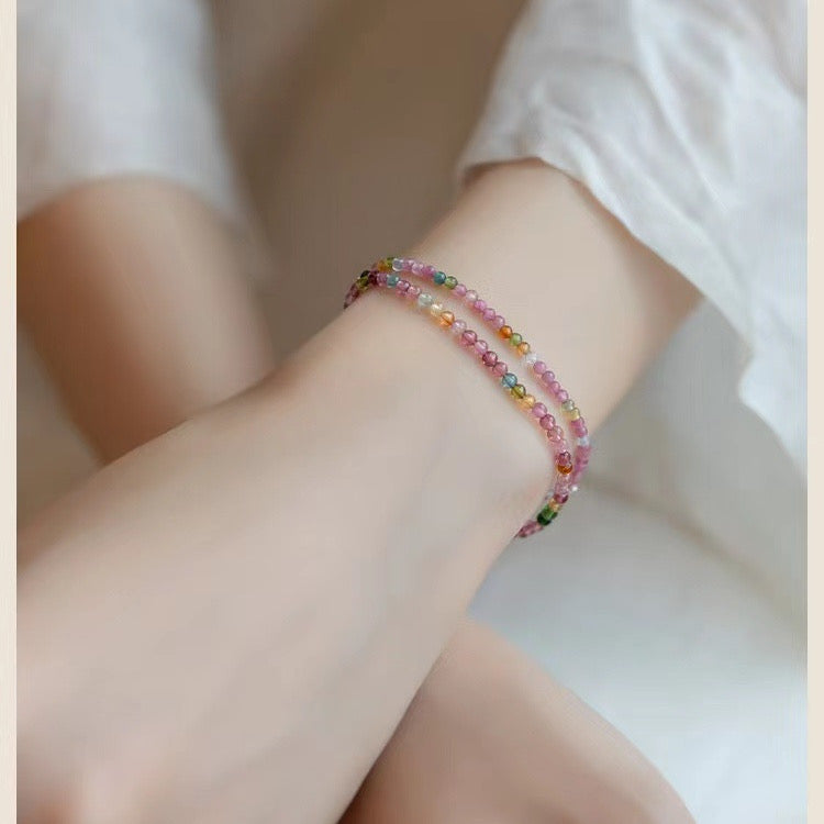 3mm Natural Rainbow Tourmaline Bracelet