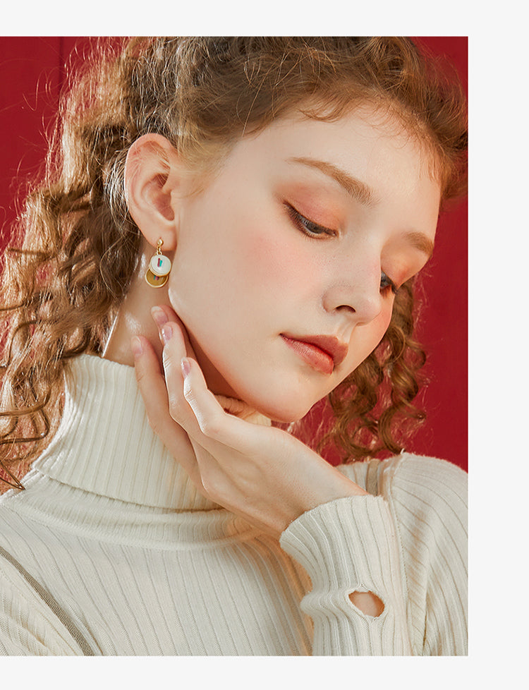 Enamel Drop Earrings - Retro Glamour with 925 Silver Posts