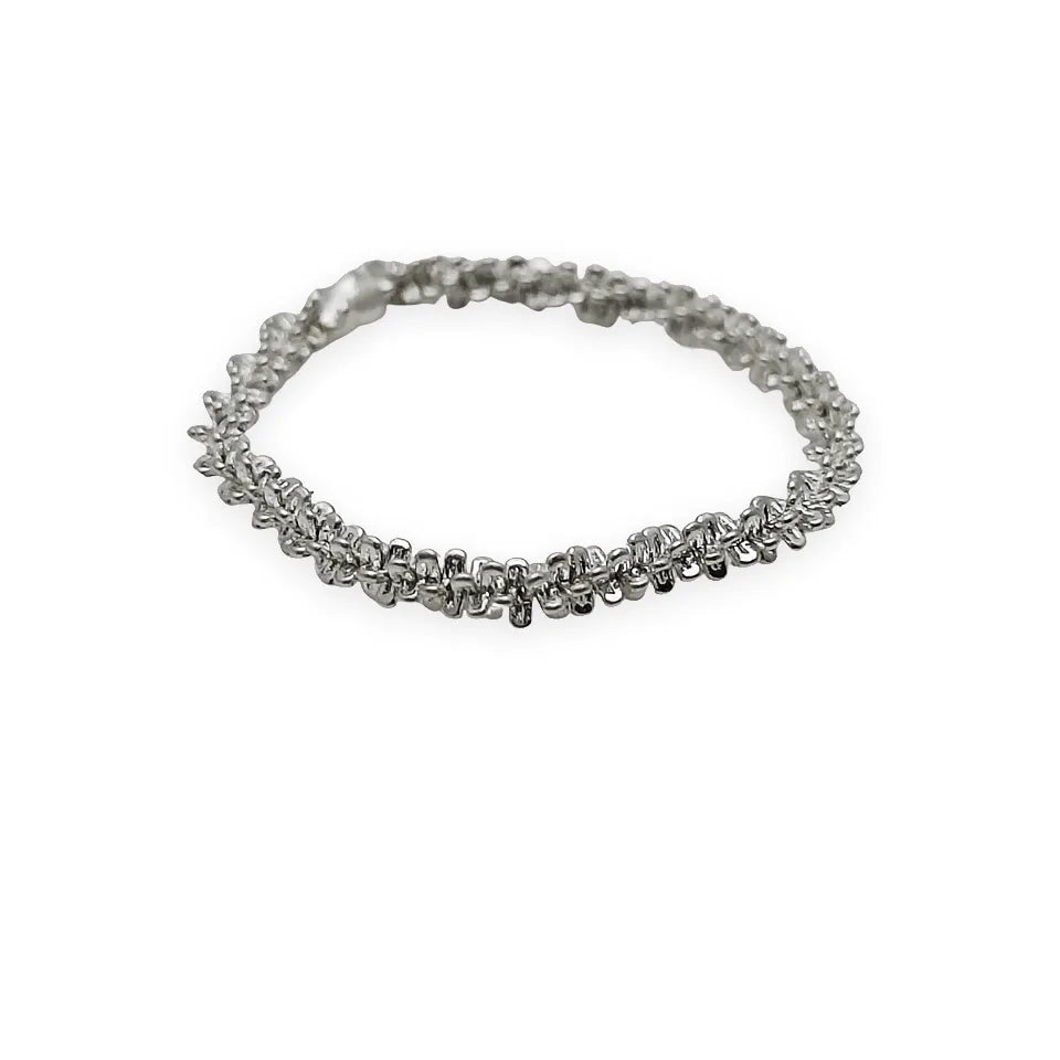 Silver-Toned Wave Band Ring