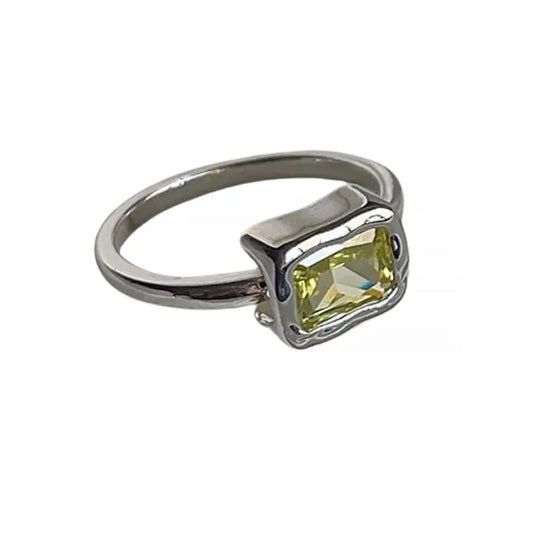 Emerald Green Square Ring