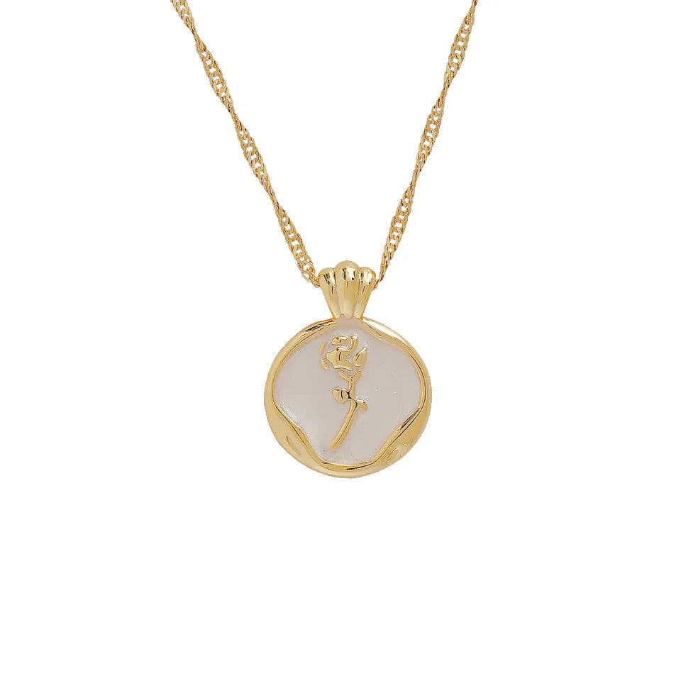 Enamel Rose Necklace - French Luxe Style Pendant