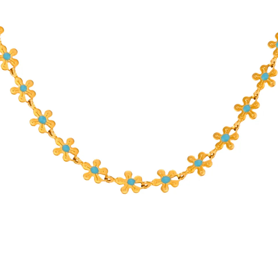 Blue Forget-Me-Not Flower Necklace
