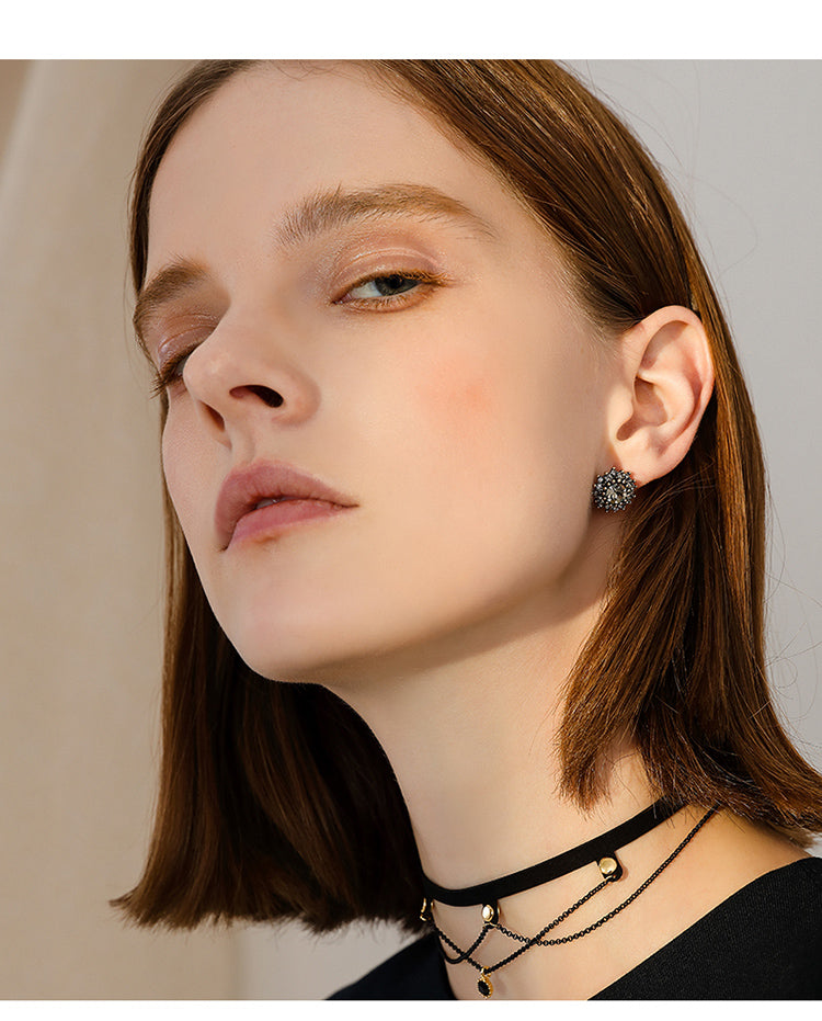 Baroque Black Stud Earrings