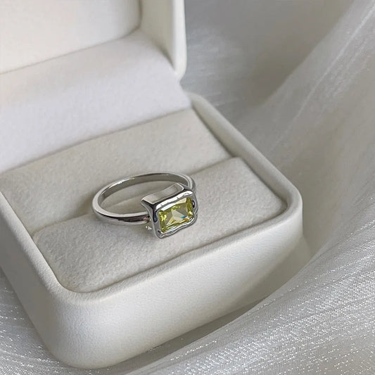 Emerald Green Square Ring