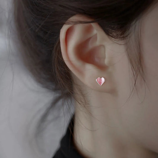 Mini Pink Heart Stud Earrings