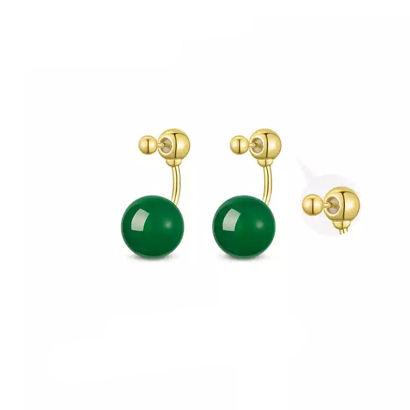Vintage Green Agate Earrings