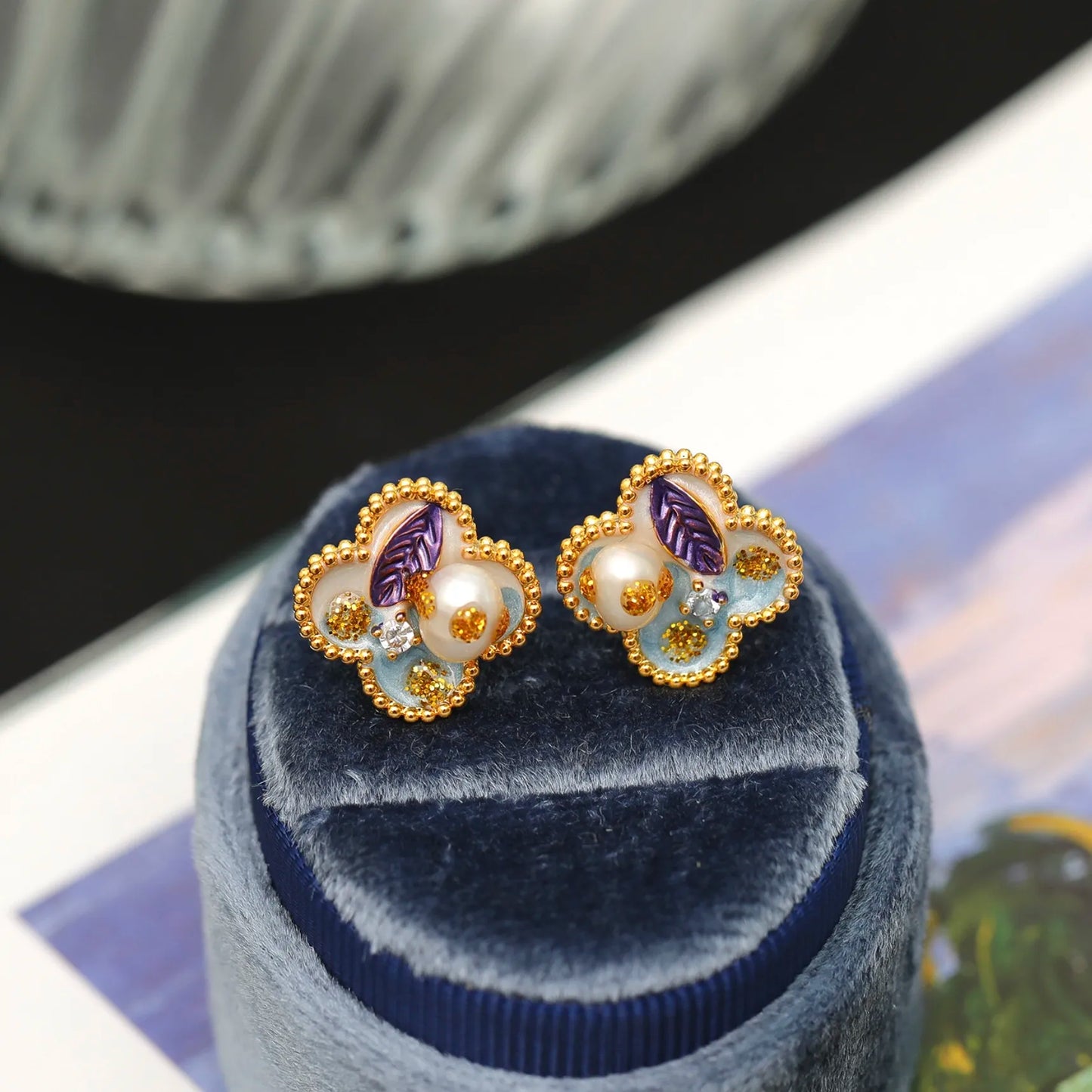 Monet Water Lily Stud Earrings