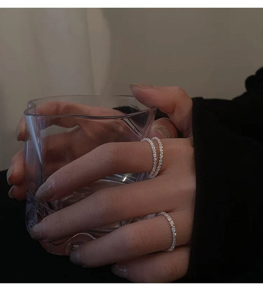 Silver-Toned Wave Band Ring