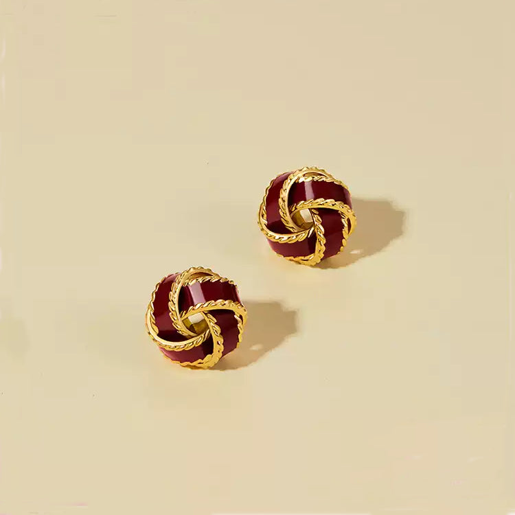 Red Knot Stud Earrings