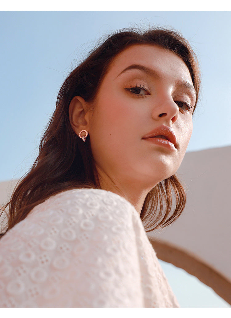 Roman Numeral Hoop Earrings - Rose Gold