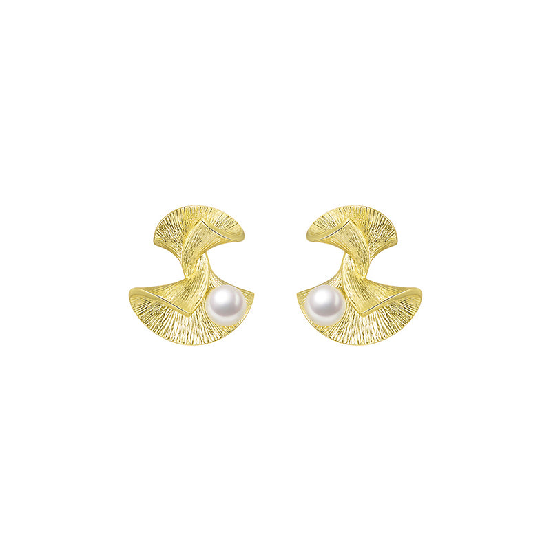 Ginkgo Leaf Pearl Earrings