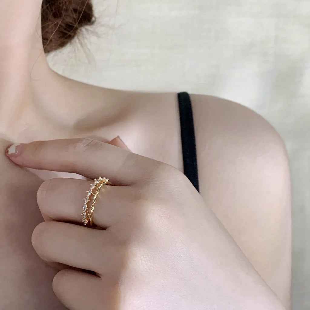 Radiant Melody Double Layer Irregular Ring