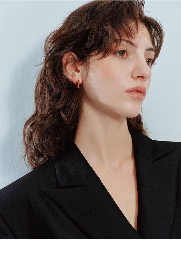 Tiger's Eye Hoop Earrings