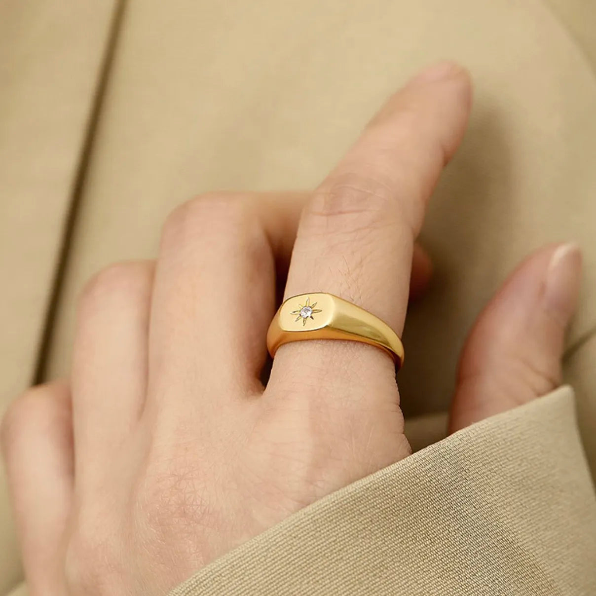 Matte Gold Plated Square Band Ring