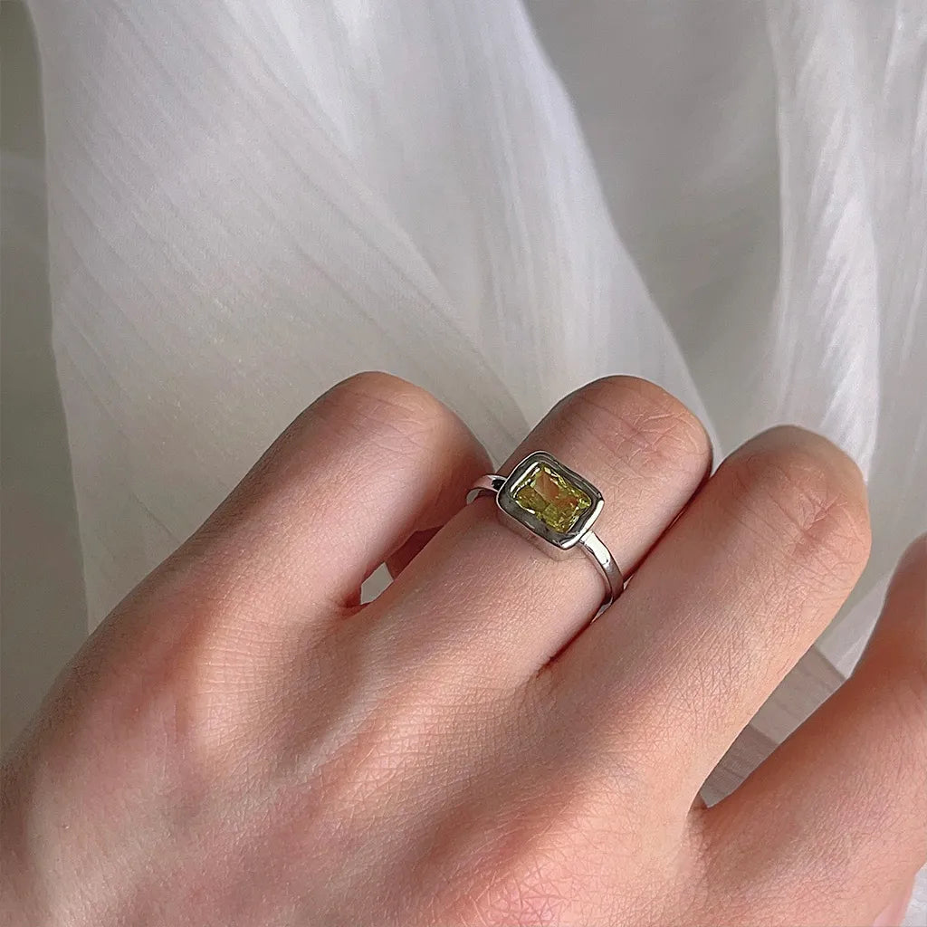 Emerald Green Square Ring