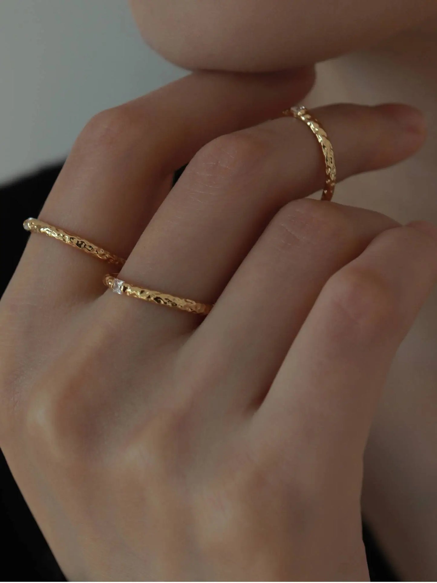 Artisanal Hammered Gold Ring Irregular Band