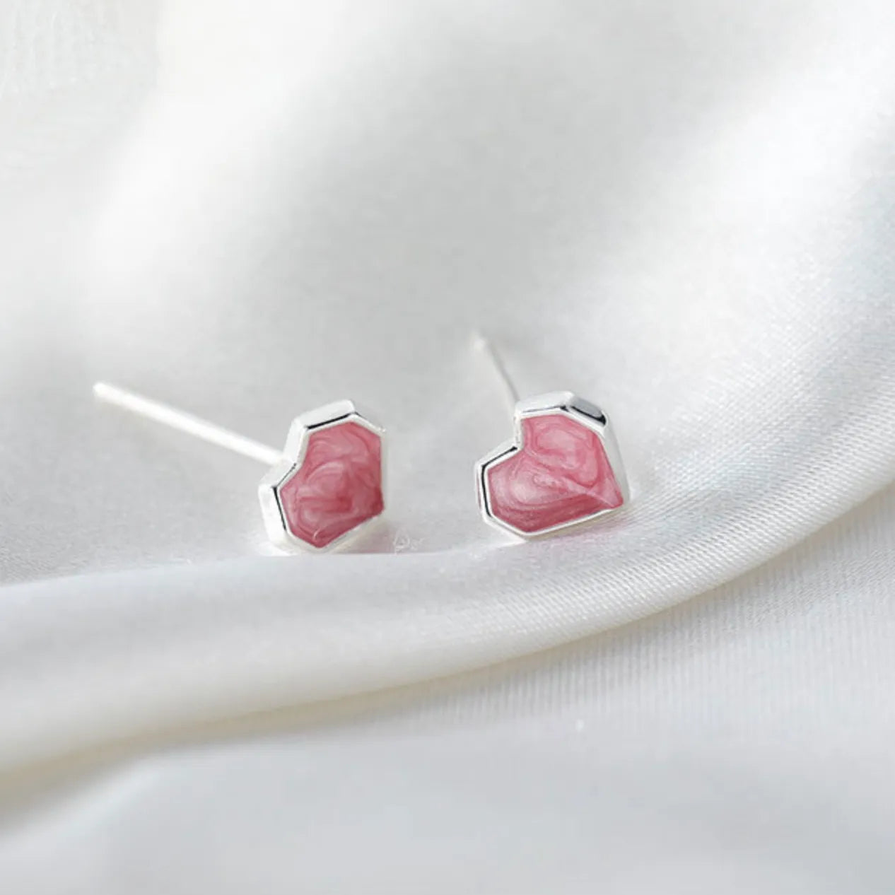 Mini Pink Heart Stud Earrings