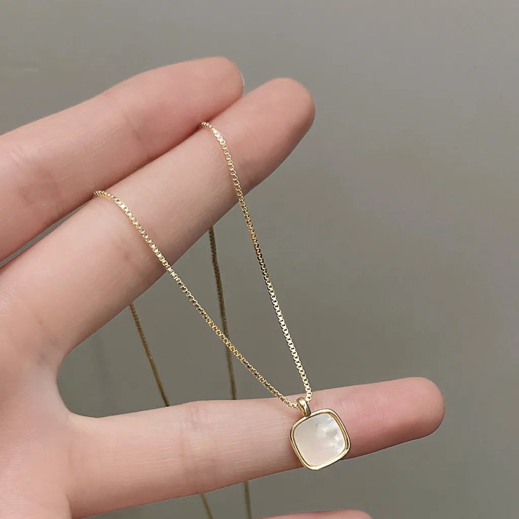 Square Shell Pendant Necklace