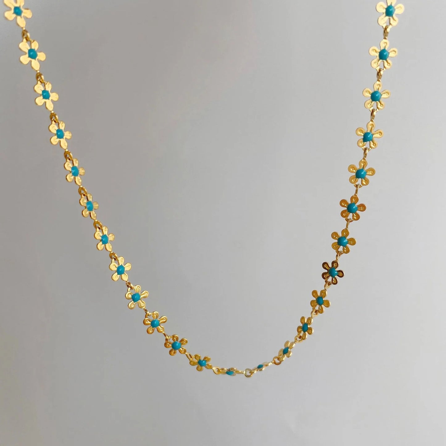Blue Forget-Me-Not Flower Necklace