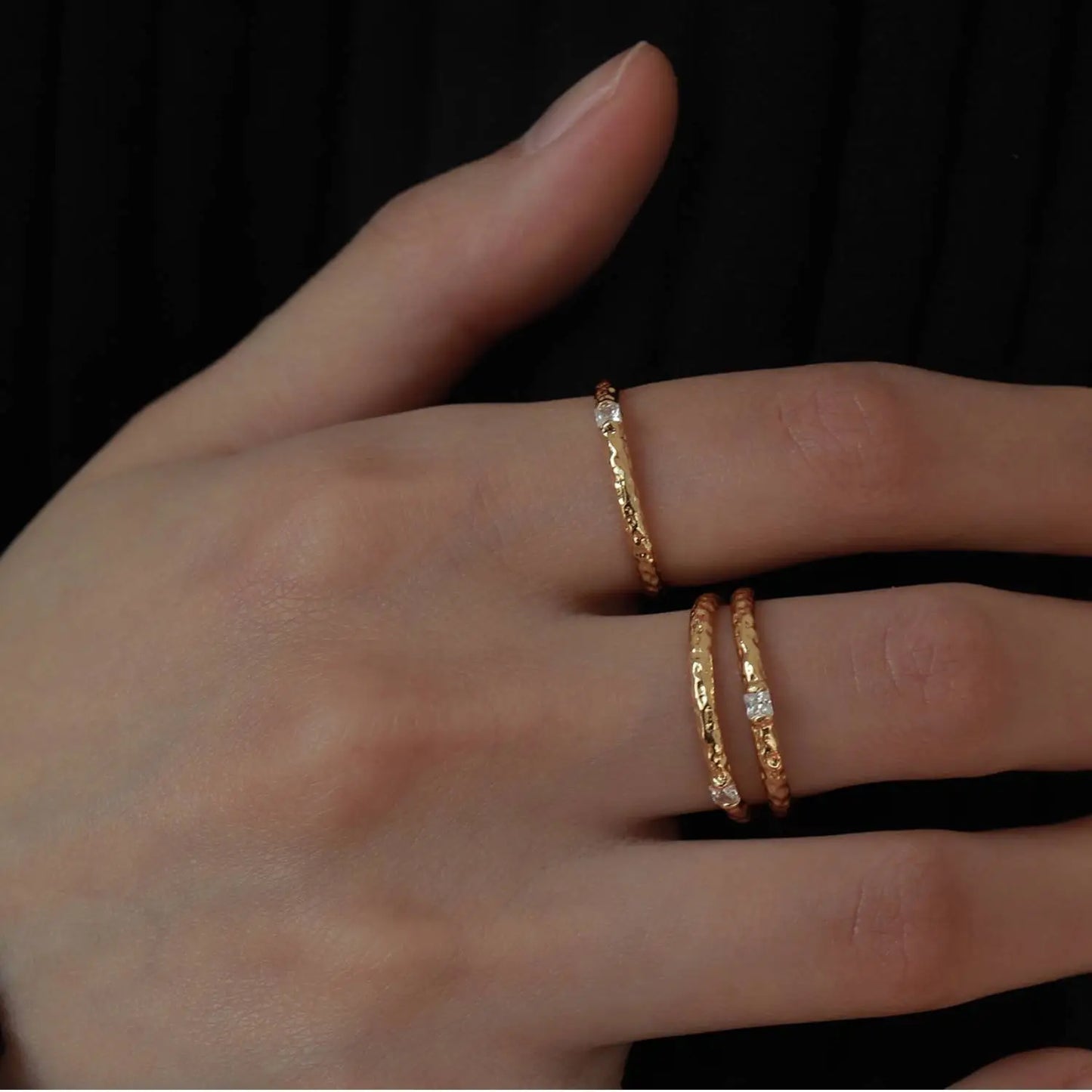 Artisanal Hammered Gold Ring Irregular Band