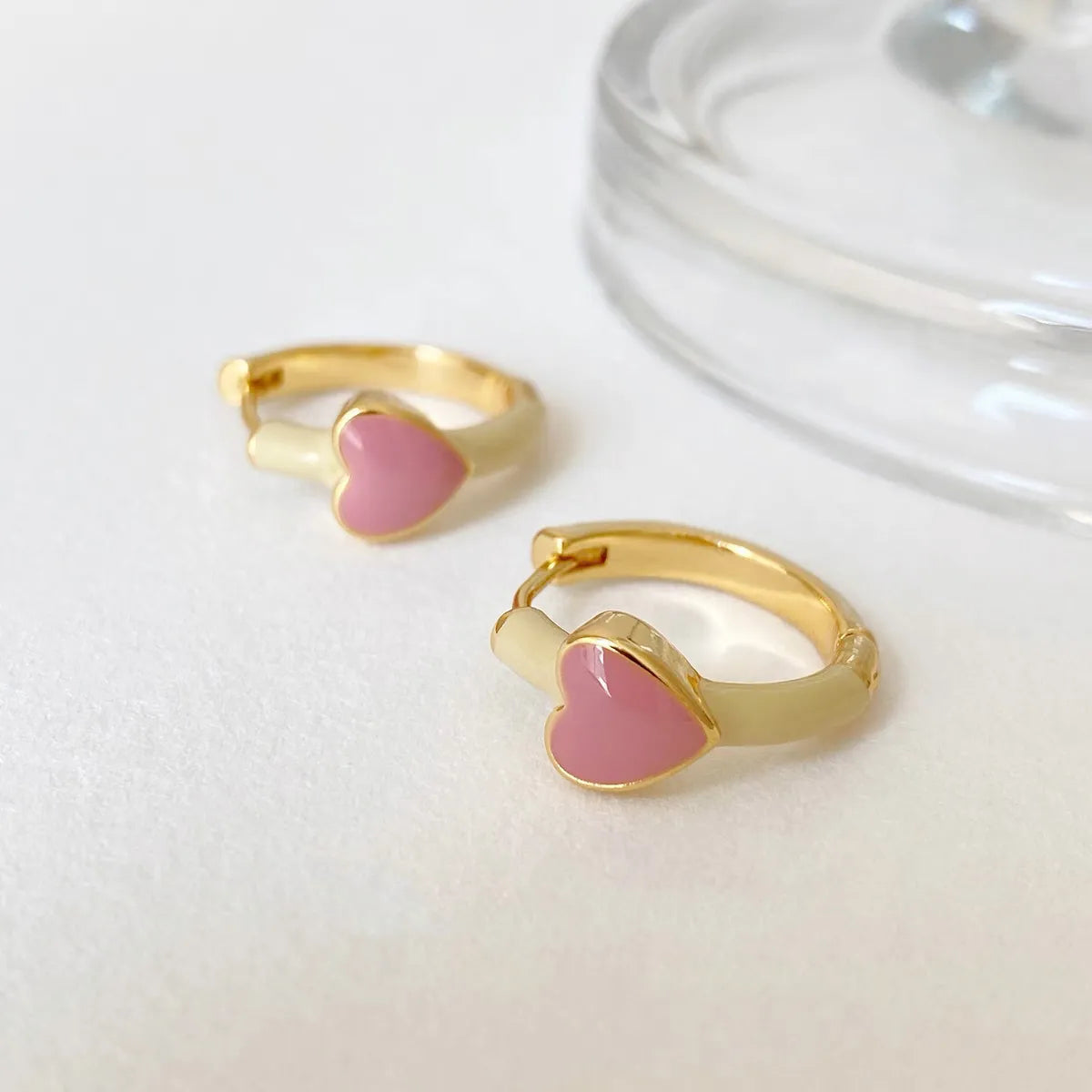 Enamel Heart Hoop Earrings