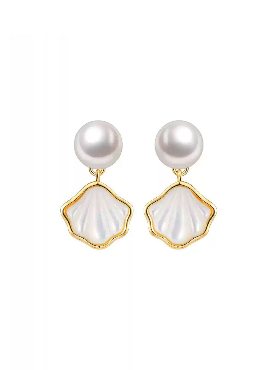 Shell Pearl Drop Earrings - Delicate and Luxe