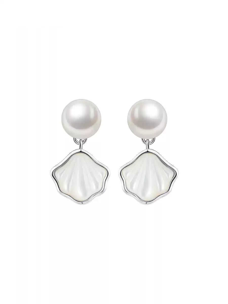 Shell Pearl Drop Earrings - Delicate and Luxe