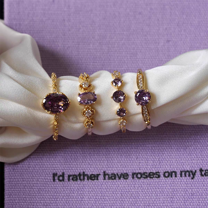 Sparkling Purple Adjustable Ring