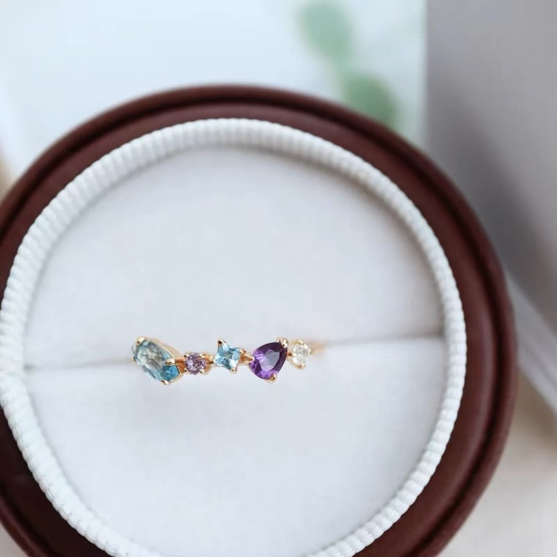 Topaz Amethyst Clear Crystal Ring