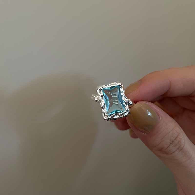 Geometric Square Zircon Open Ring