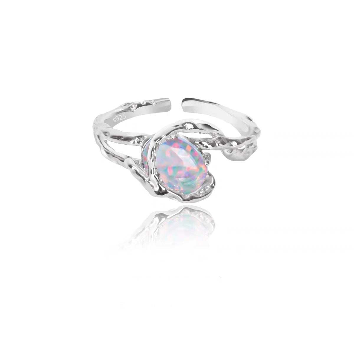 S925 Sterling Silver Opal Ring