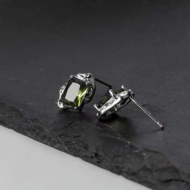 Olive Green Minimalist Earrings