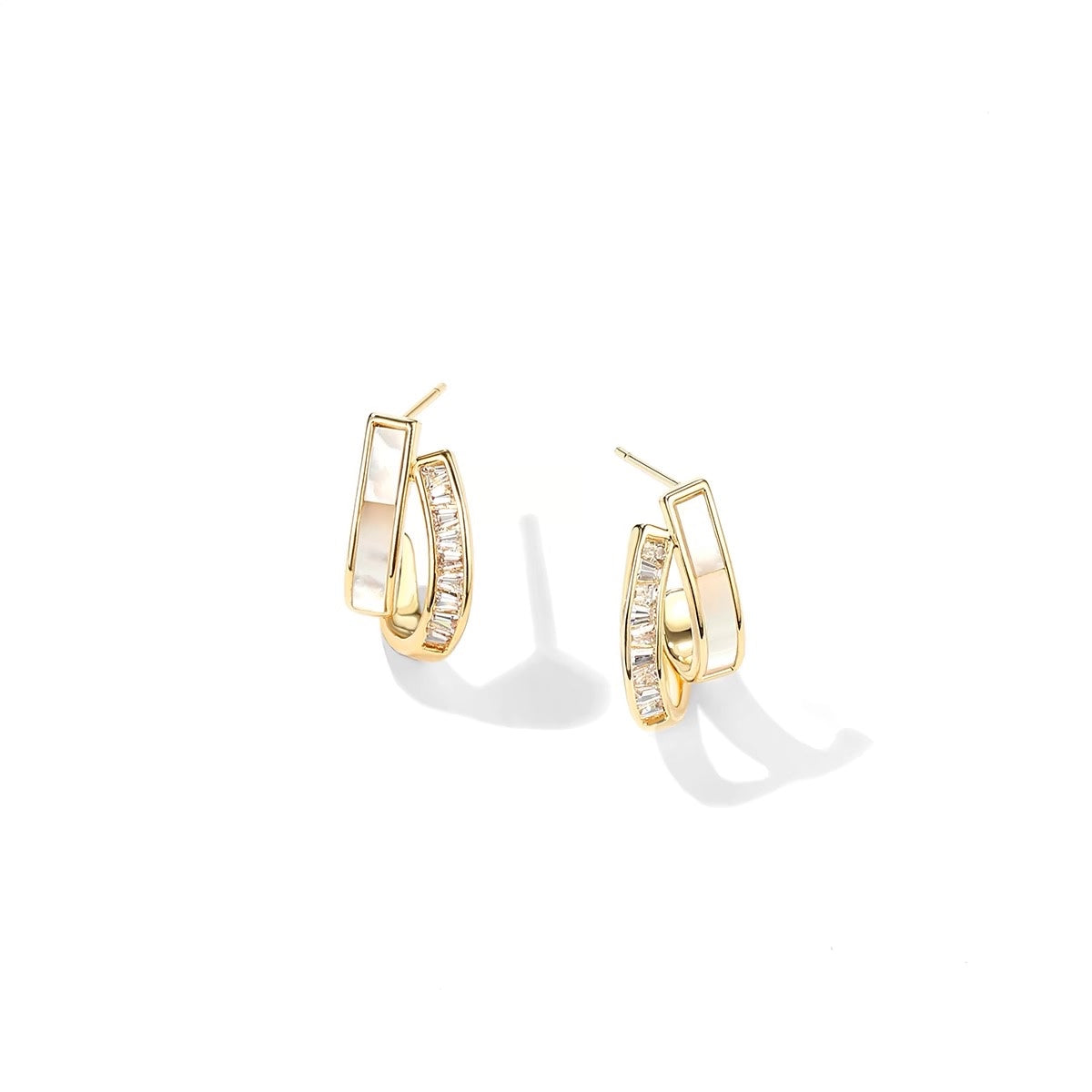 Double-Layer Shell Stud Earrings