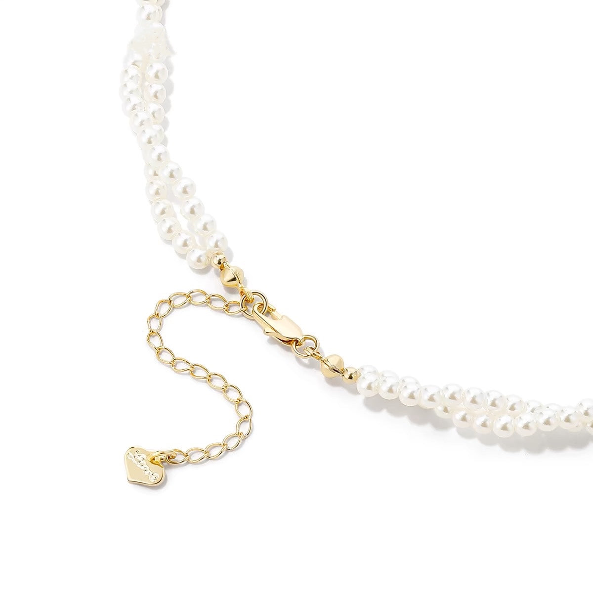 Double-Layer Wrap Pearl Heart Necklace