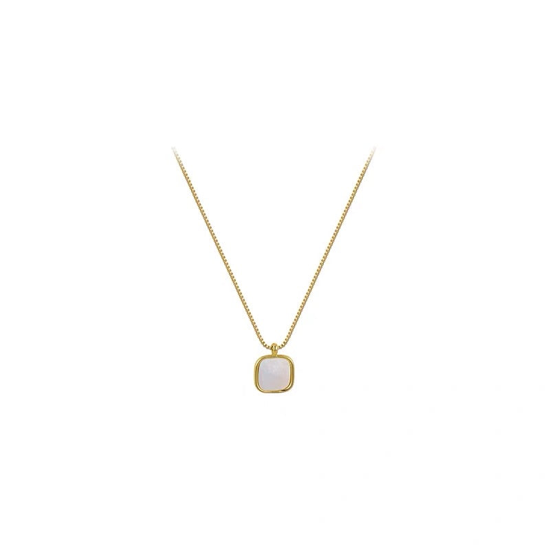 Square Shell Pendant Necklace -