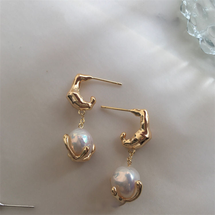 Glacier Lava Baroque Pearl Earrings