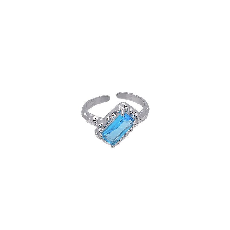 Geometric Square Zircon Open Ring