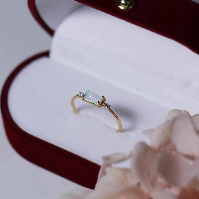 Opal Stone Ring in S925 Gold-Plated