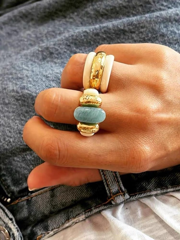 Natural Blue Amazonite Ring