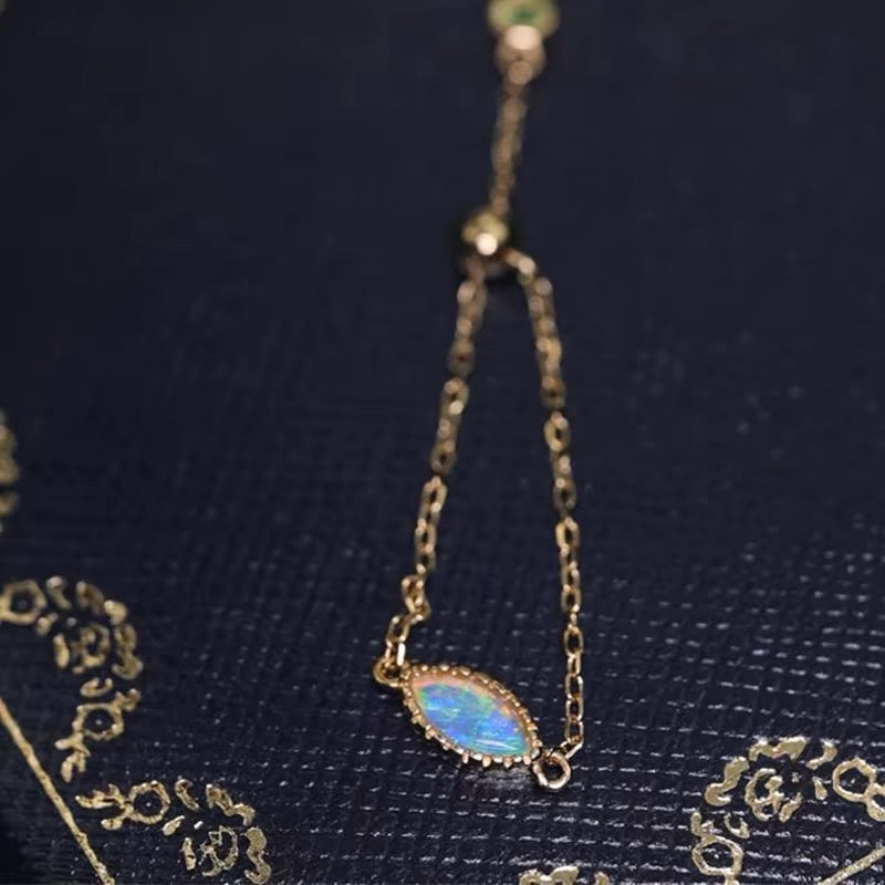 Opal S925 Silver Marquise Adjustable Chain Ring