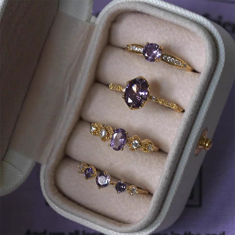 Sparkling Purple Adjustable Ring