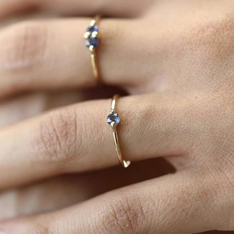 18K Gold-Plated Blue Sapphire Ring