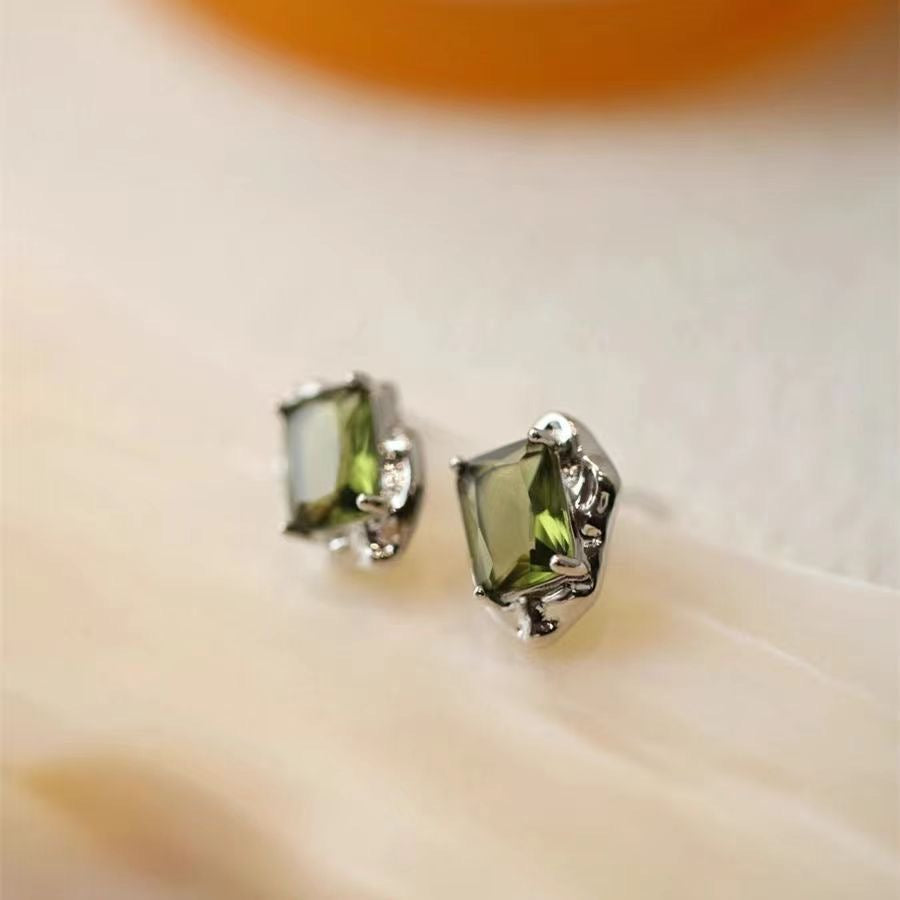 Olive Green Minimalist Earrings