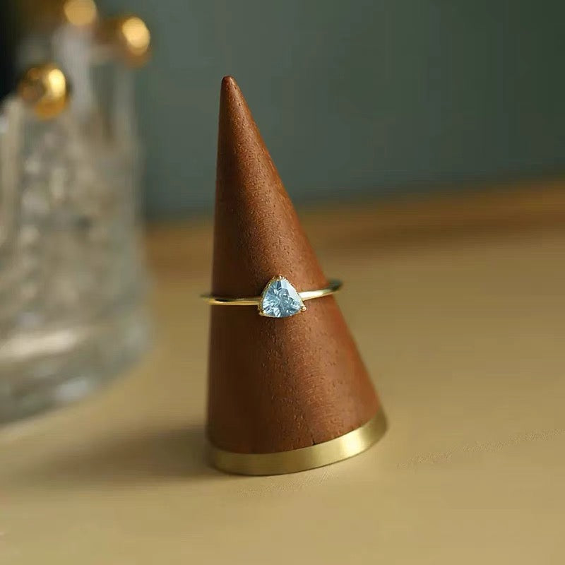 Natural Blue Topaz Triangle-Cut Ring