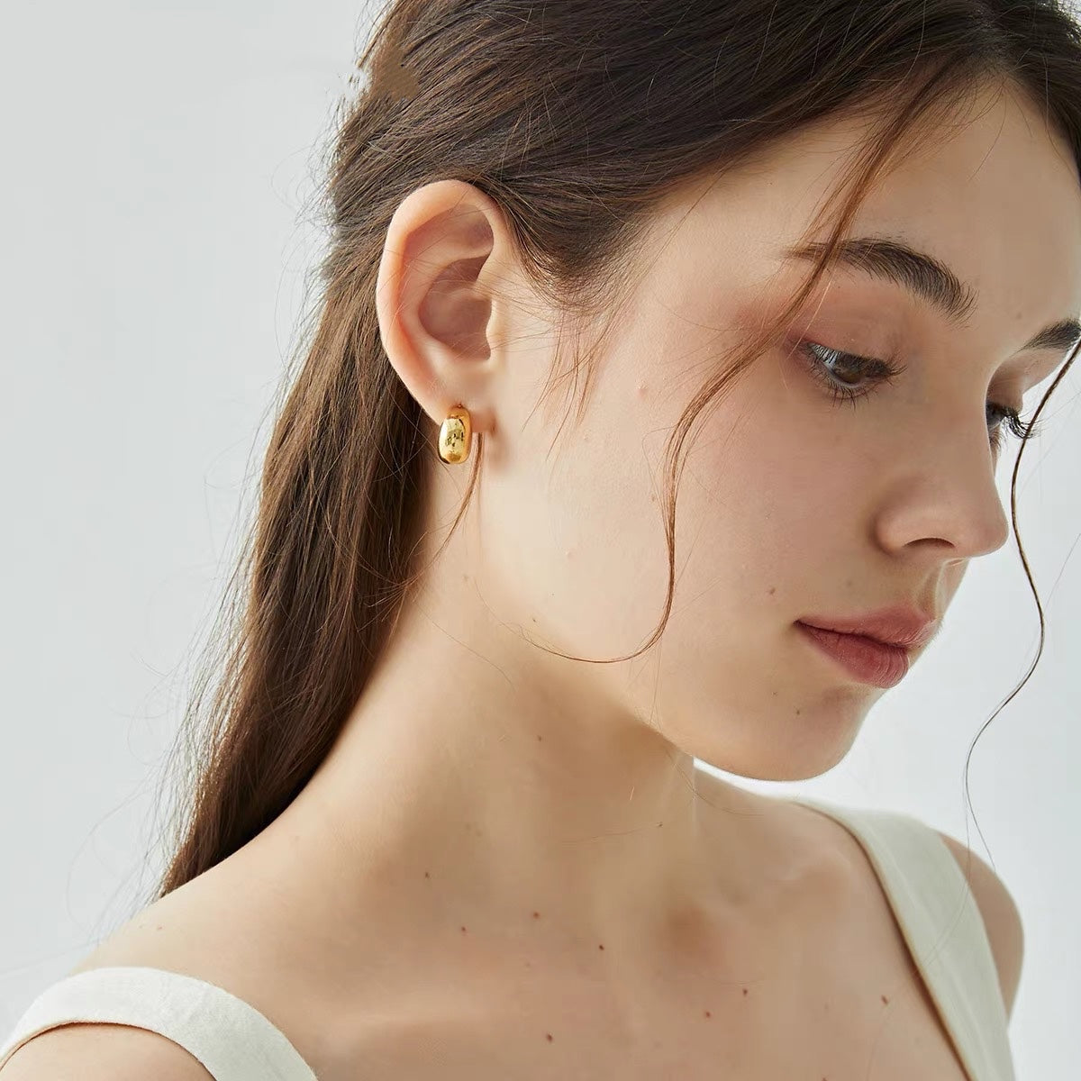 Minimalist Bean Stud Earrings