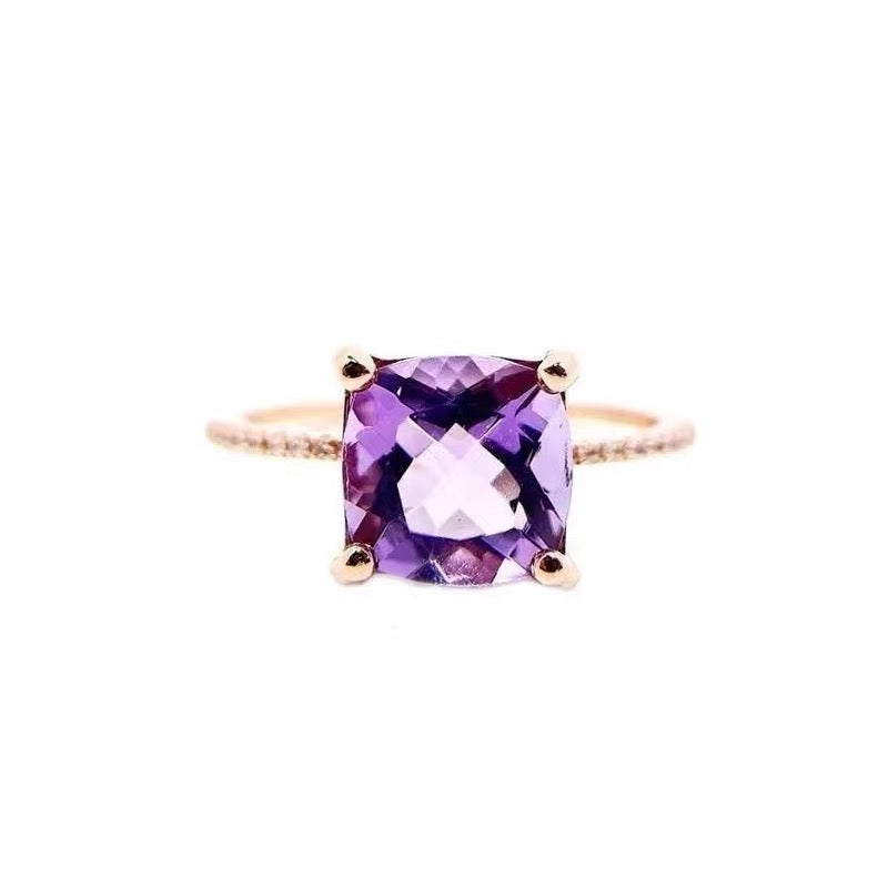 Natural Amethyst S925 Silver Ring