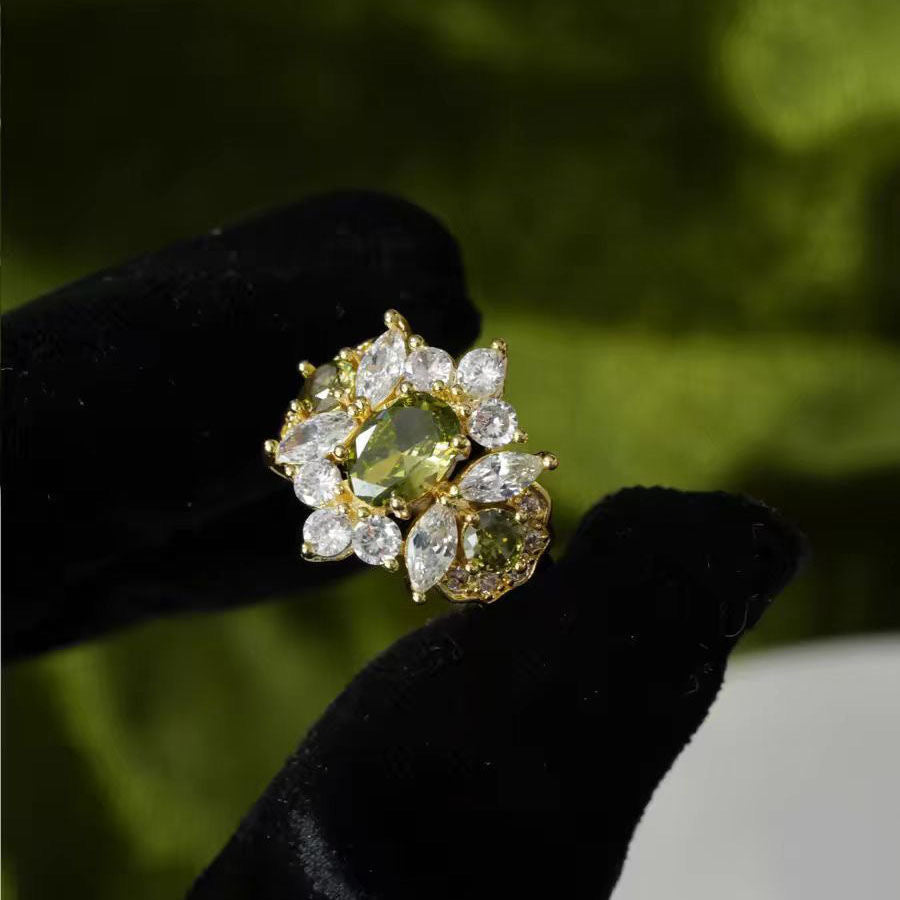 Vintage Olive Green Open Ring