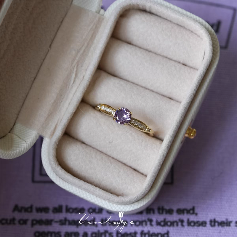 Sparkling Purple Adjustable Ring