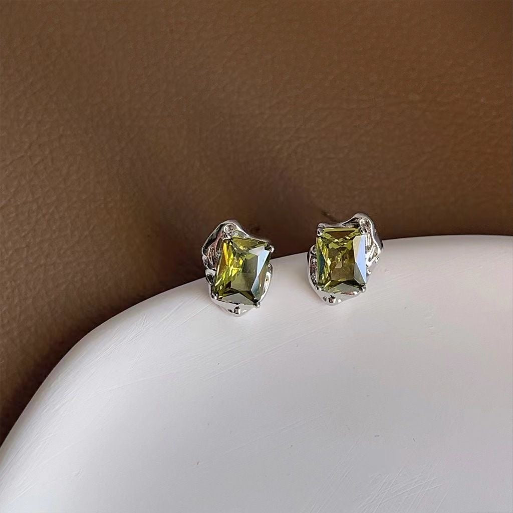 Olive Green Minimalist Earrings