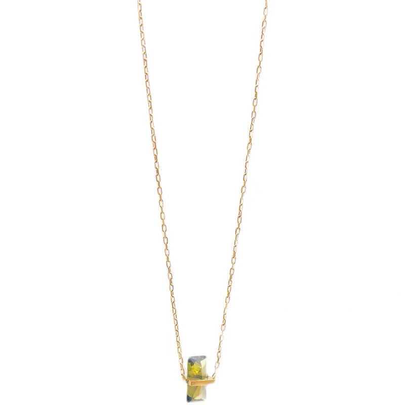 Olive Green Zirconia Balance Pendant Necklace